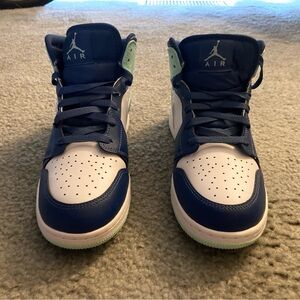 Air Jordan Blue and White High-Top Sneakers
